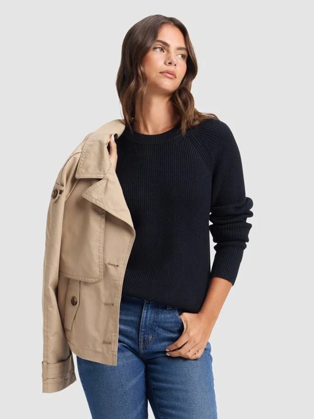 Women's Jet Black Classic Crewneck Sweater